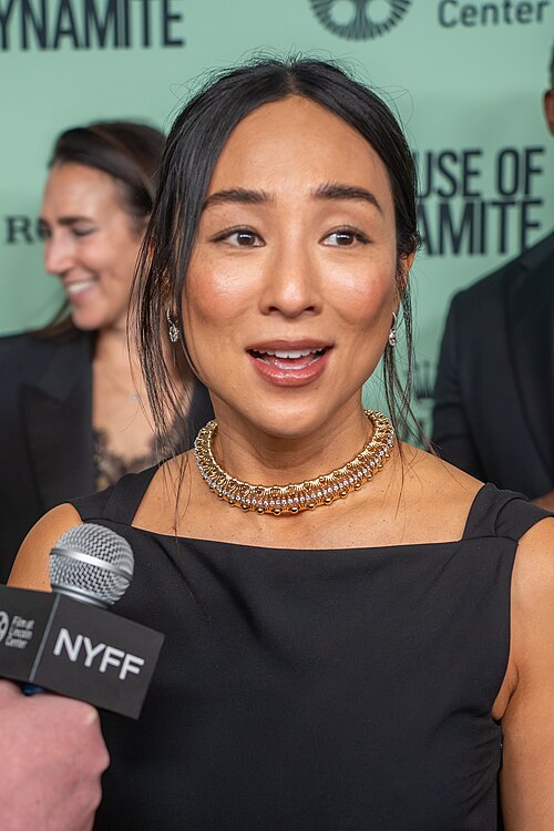 Greta Lee, actress, at the 63rd annual New York Film Festival at Lincoln Center in 2025 for the film A House of Dynamite
