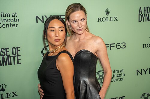 Greta Lee and Rebecca Ferguson at the 63rd annual New York Film Festival at Lincoln Center in 2025 for the film A House of Dynamite