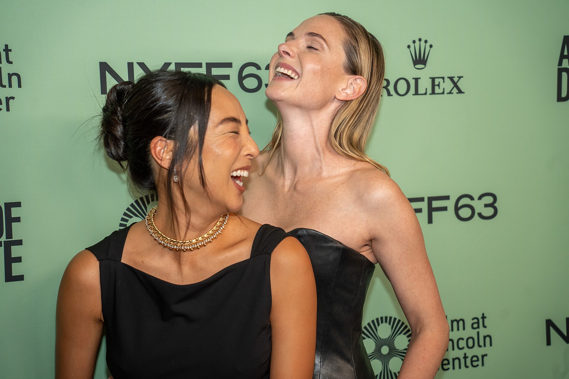 Greta Lee and Rebecca Ferguson at the 63rd annual New York Film Festival at Lincoln Center in 2025 for the film A House of Dynamite