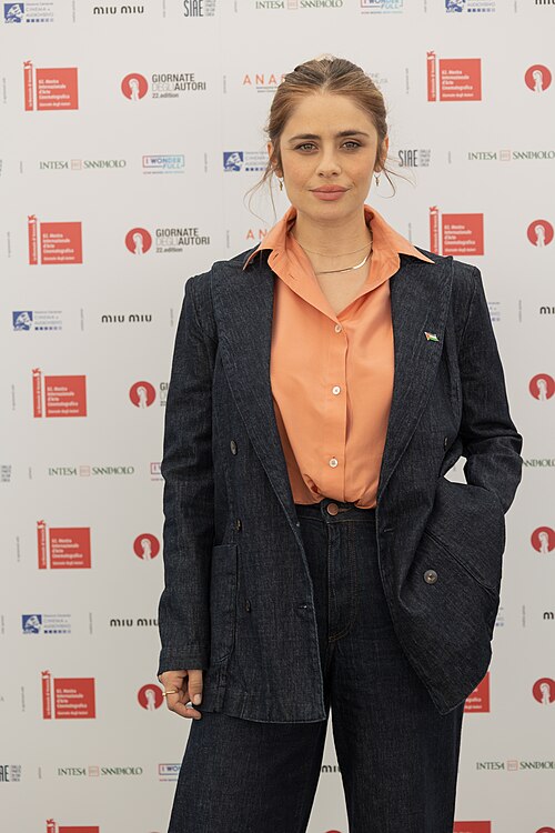 greta scarano, actress, at 82nd Venice International Film Festival in Venice, Italy for the film COME TI MUOVI, SBAGL.