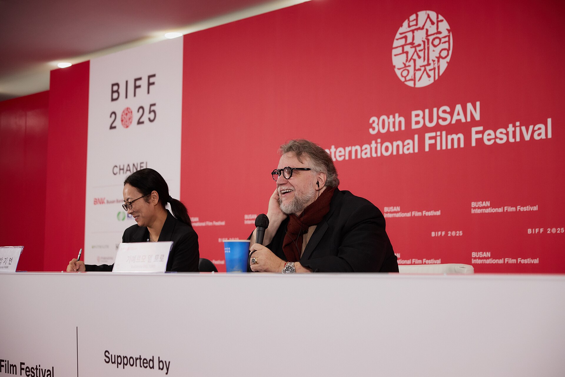 Guillermo del Toro (right), director, at the 30th Busan International Film Festival in Busan, South Korea in 2025