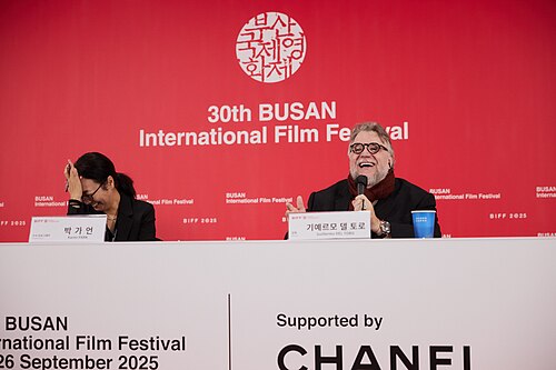 Guillermo del Toro (right), director, at the 30th Busan International Film Festival in Busan, South Korea in 2025