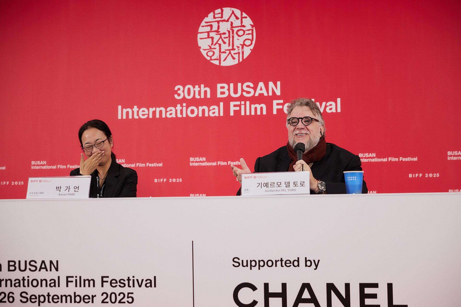Guillermo del Toro (right), director, at the 30th Busan International Film Festival in Busan, South Korea in 2025