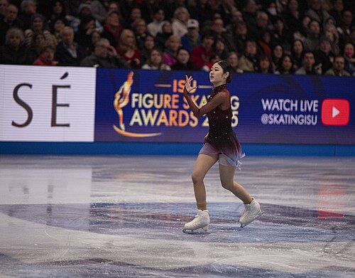 Hae-in Lee, South Korean figure skater, at the 2025 World Figure Skating Championships at TD Garden in Boston, Massachusetts.
