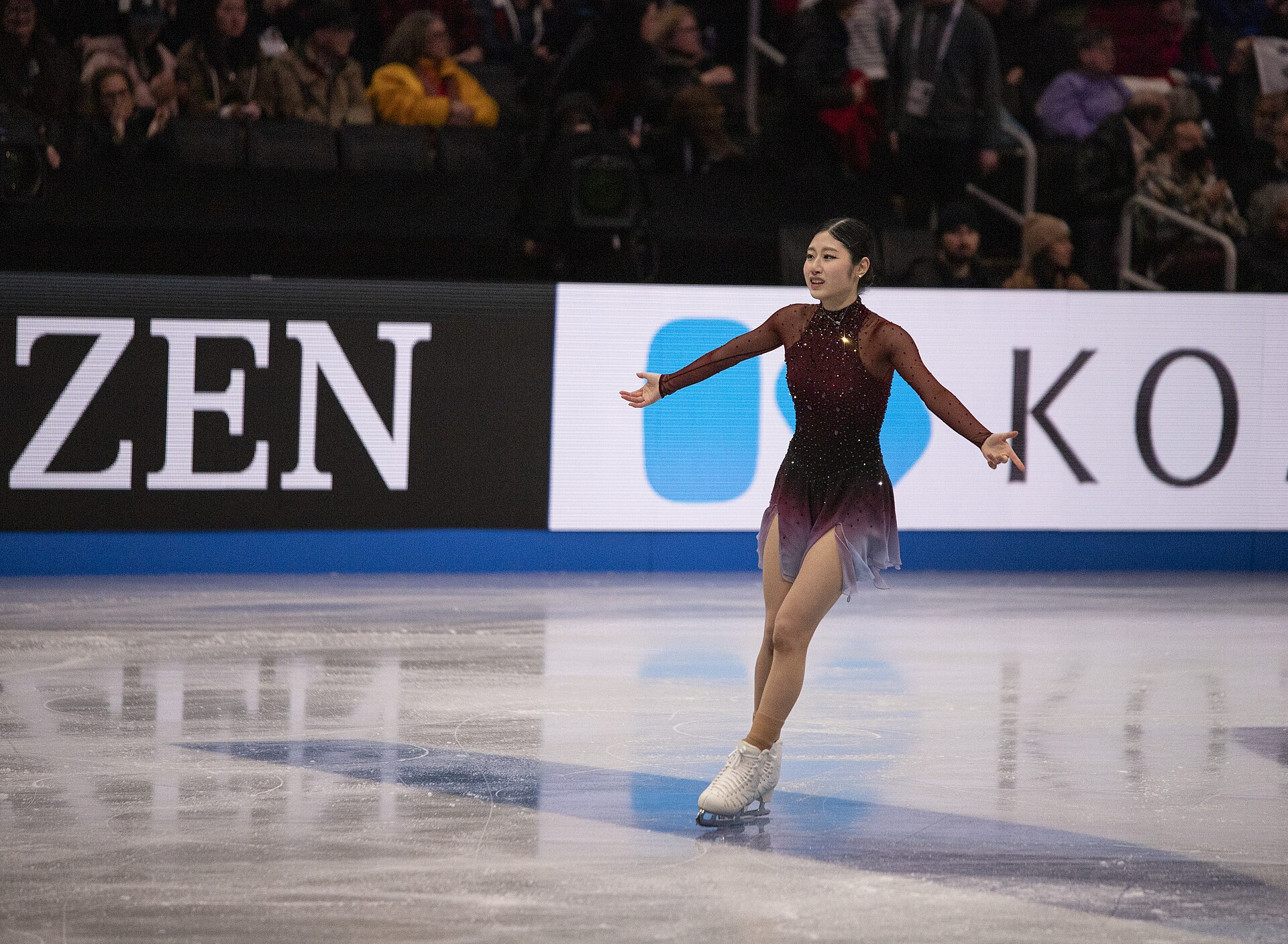 Hae-in Lee, South Korean figure skater, at the 2025 World Figure Skating Championships at TD Garden in Boston, Massachusetts.