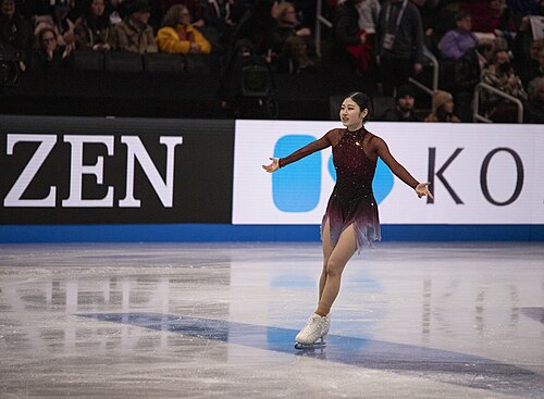 Hae-in Lee, South Korean figure skater, at the 2025 World Figure Skating Championships at TD Garden in Boston, Massachusetts.