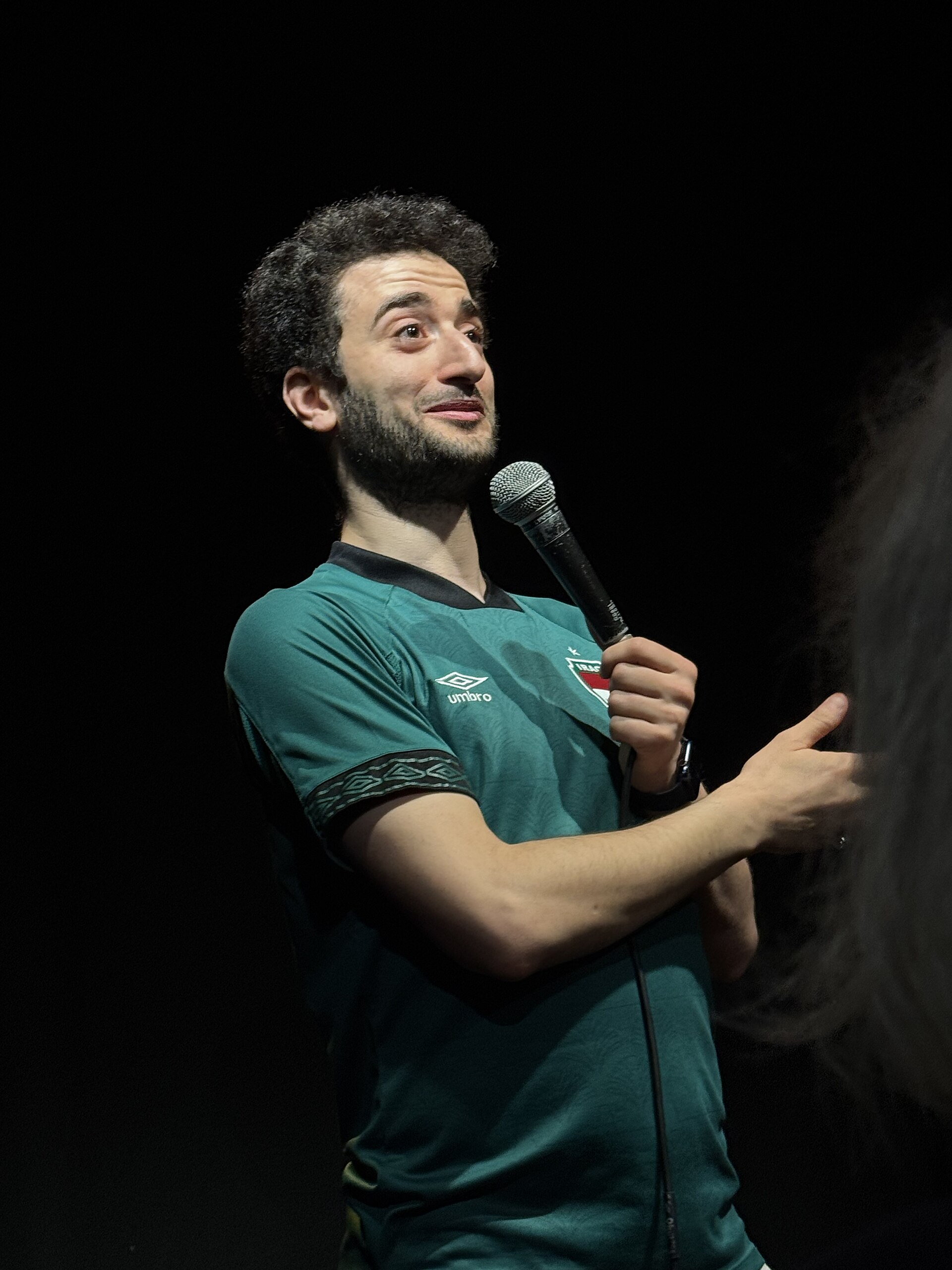 Hasan Al-Habib performing in his show, Death to the West (Midlands), at the 2025 Edinburgh Fringe Festival