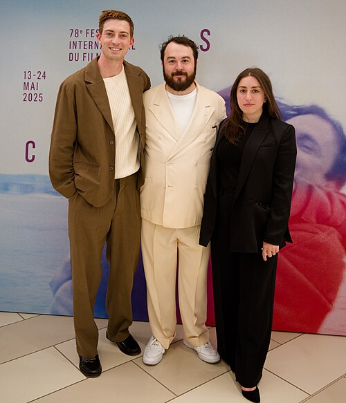 From left to right: Henry Hayes, Gus Deardoff, and Lexi Tannenholtz at the 2025 Cannes Film Festival premiere of The Plague.