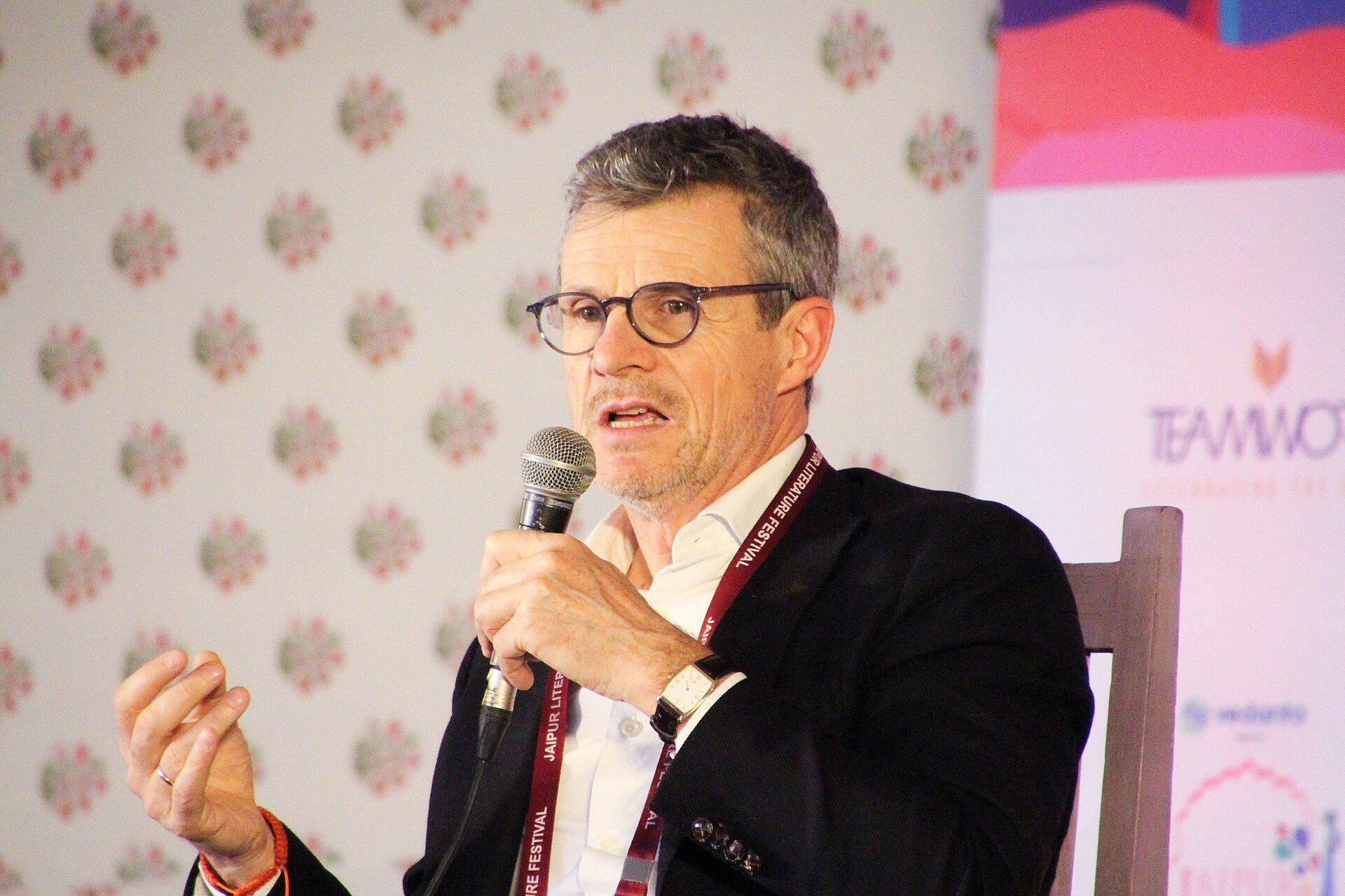 Hervé Delphin, Ambassader of the European Union to India, at the 2025 Jaipur Literature Festival in Jaipur, India.