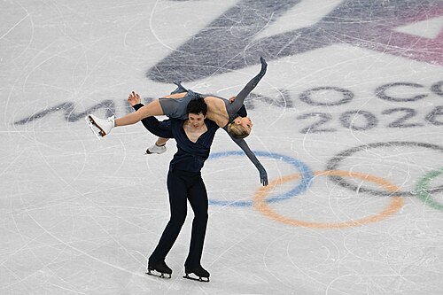 MILAN, ITALY - 11 FEBRUARY 2026: Holly Harris and Jason Chan of Australia compete during the Figure Skating Ice Dance Free Dance at the Olympic Winter Games Milano Cortina 2026  Milano Ice Skating Arena on February 11, 2026 in Milan, Italy