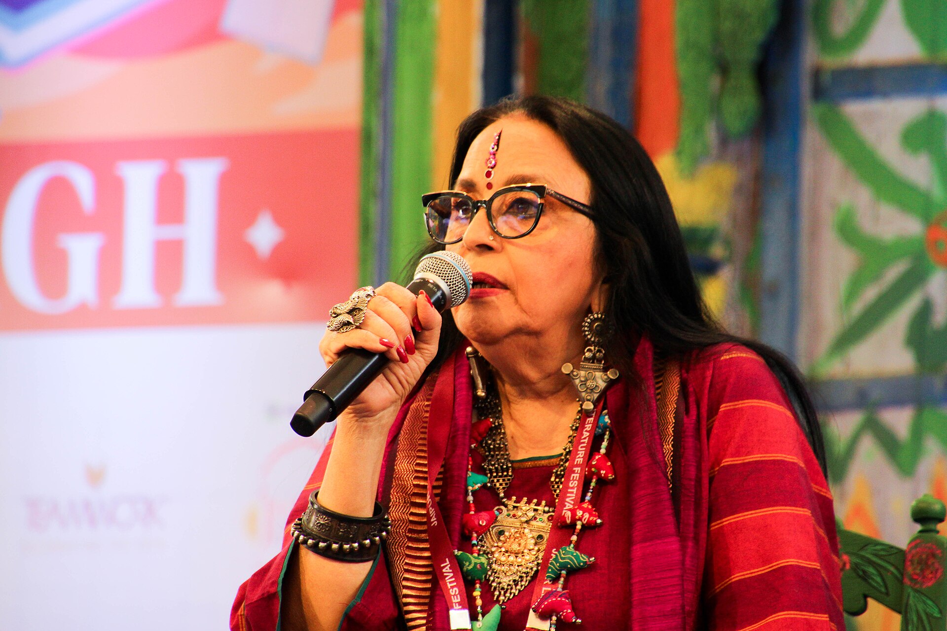 Ila Arun, actress and singer, at the 2025 Jaipur Literature Festival in Jaipur, India.