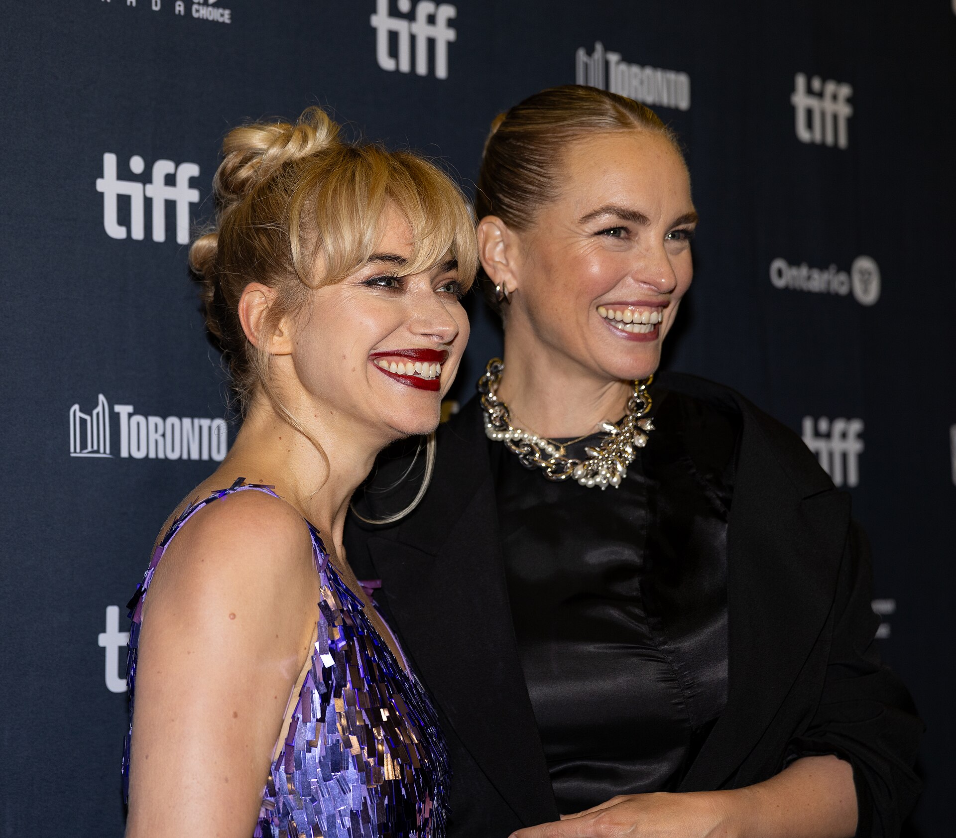 Imogen Poots and Nina Hoss, actors, at the 2025 Toronto International Film Festival (TIFF) for the movie Hedda.
