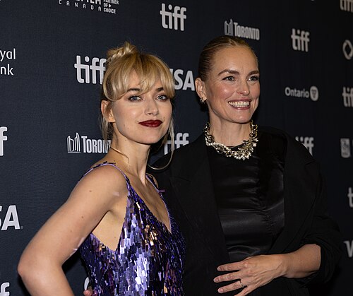 Imogen Poots and Nina Hoss, actors, at the 2025 Toronto International Film Festival (TIFF) for the movie Hedda.