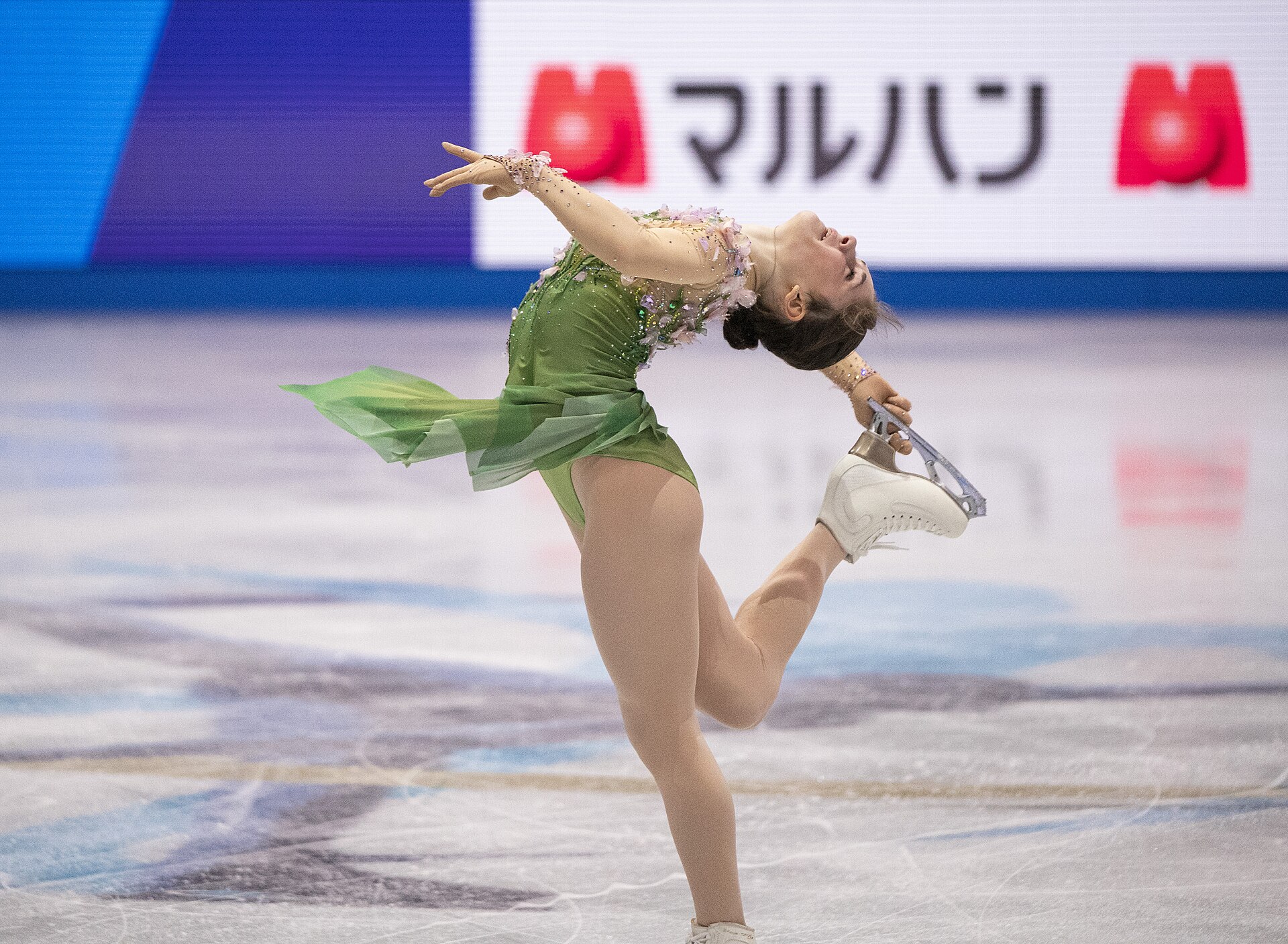 Isabeau Levito, American figure skater, at the 2025 World Figure Skating Championships at TD Garden in Boston, Massachusetts.