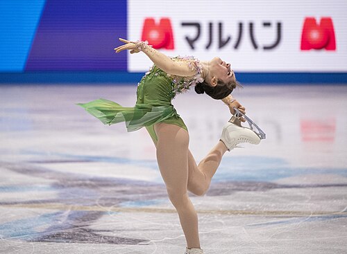 Isabeau Levito, American figure skater, at the 2025 World Figure Skating Championships at TD Garden in Boston, Massachusetts.