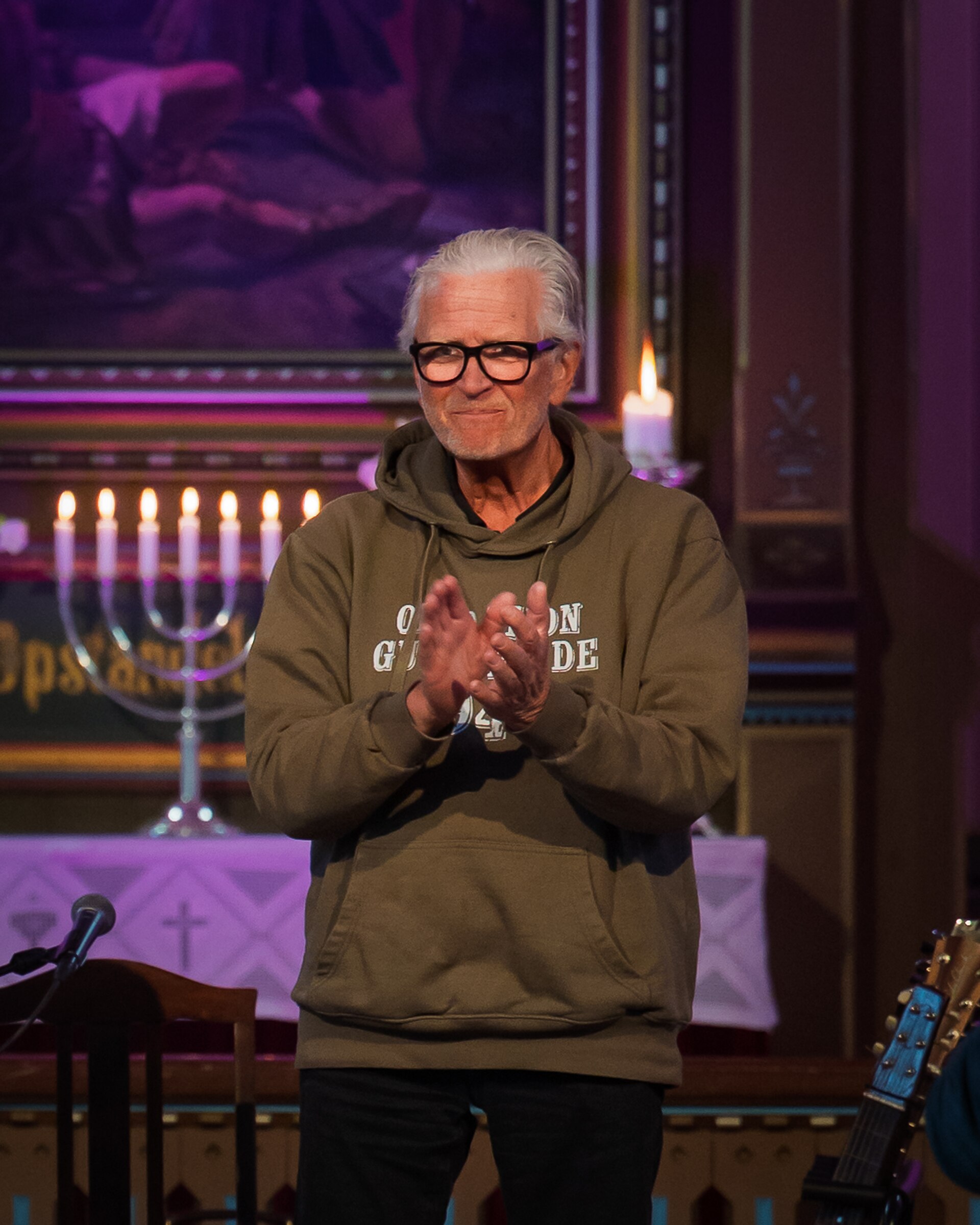 Musician Iver Kleive receiving accolades after a church concert with Knut Reiersrud, 2025