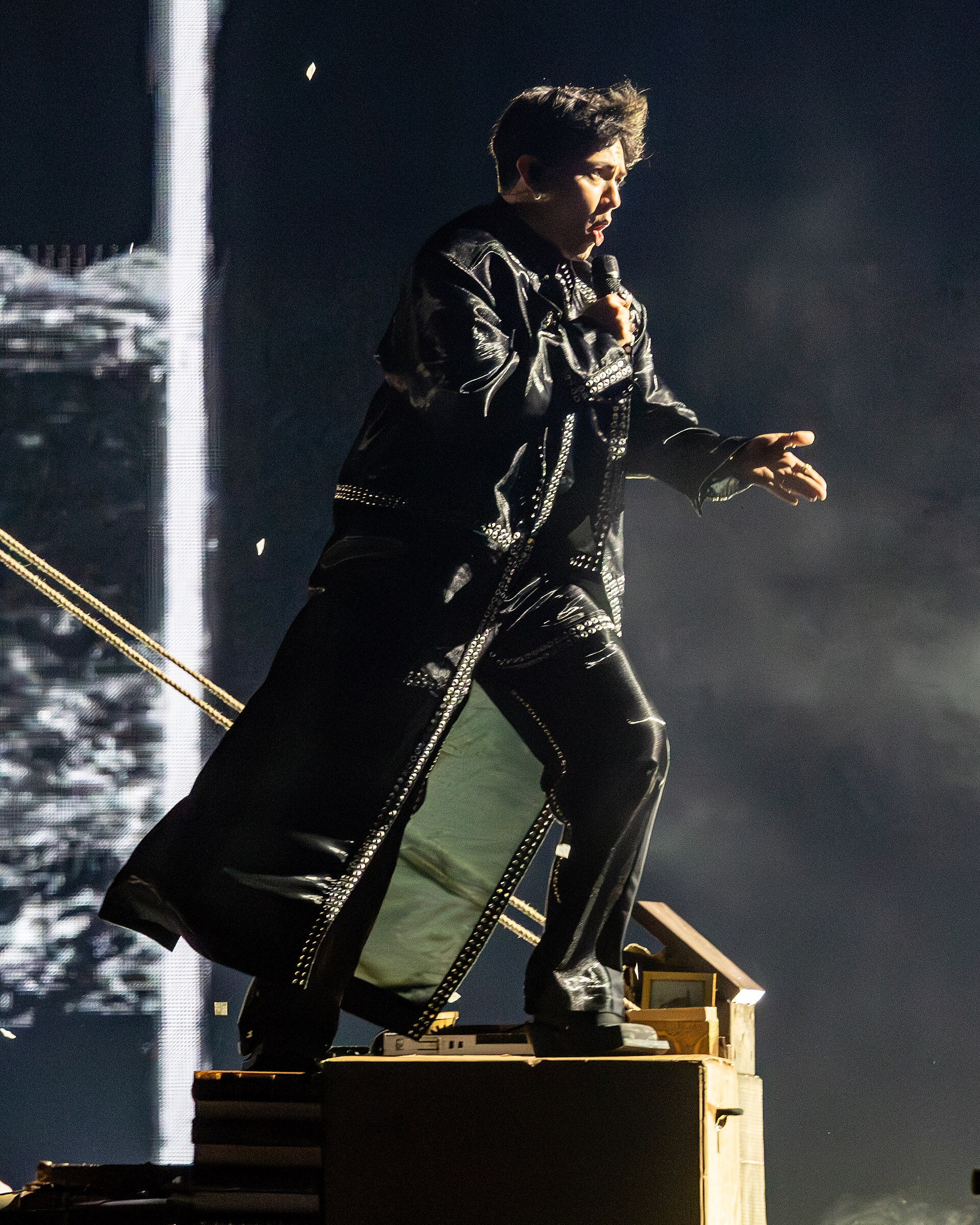 JJ, representing Austria, performing at Eurovision 2025 in Basel, Switzerland.