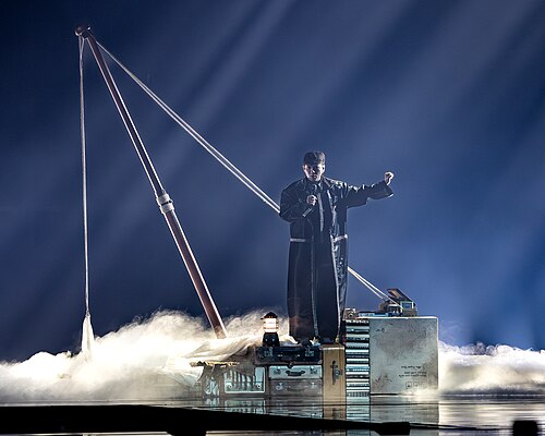 JJ, representing Austria, performing at Eurovision 2025 in Basel, Switzerland.