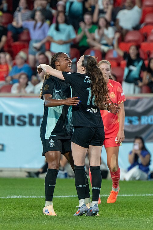Jaedyn Shaw and Rose Lavelle during Gotham FC vs Portland Thorns FC on 26 Sep 2025