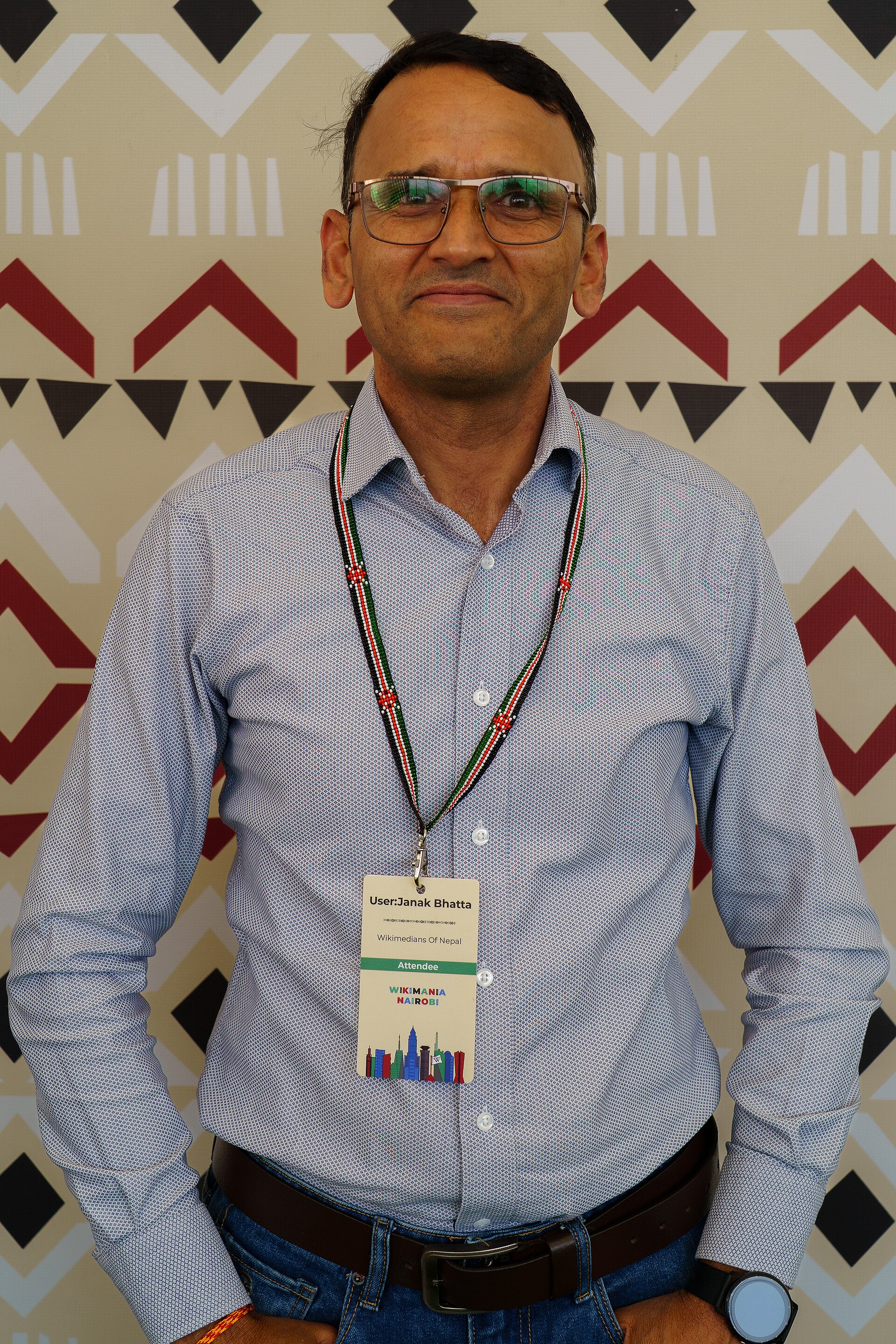 Janak Bhatta portrait at Wikimania 2025 WikiPortraits Studio