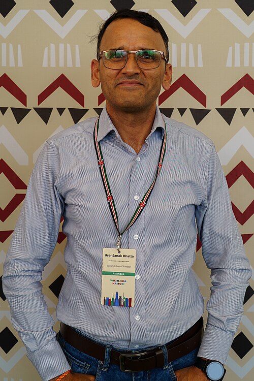 Janak Bhatta portrait at Wikimania 2025 WikiPortraits Studio