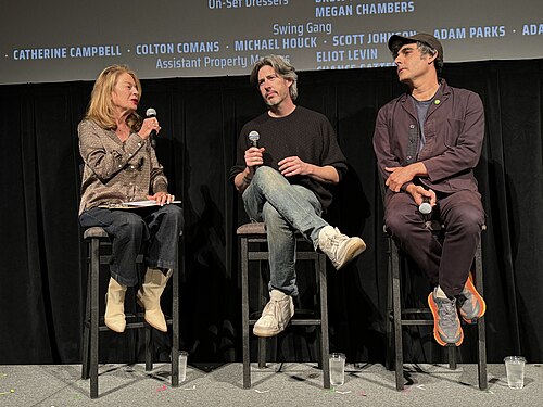 Jason Reitman and Gil Kenan at a Q&A after a screening of Saturday Night at the at the 2024 Telluride Film Festival, where the film premiered.