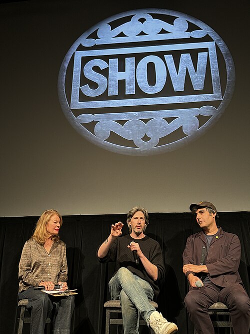 Jason Reitman and Gil Kenan at a Q&A after a screening of Saturday Night at the at the 2024 Telluride Film Festival, where the film premiered.