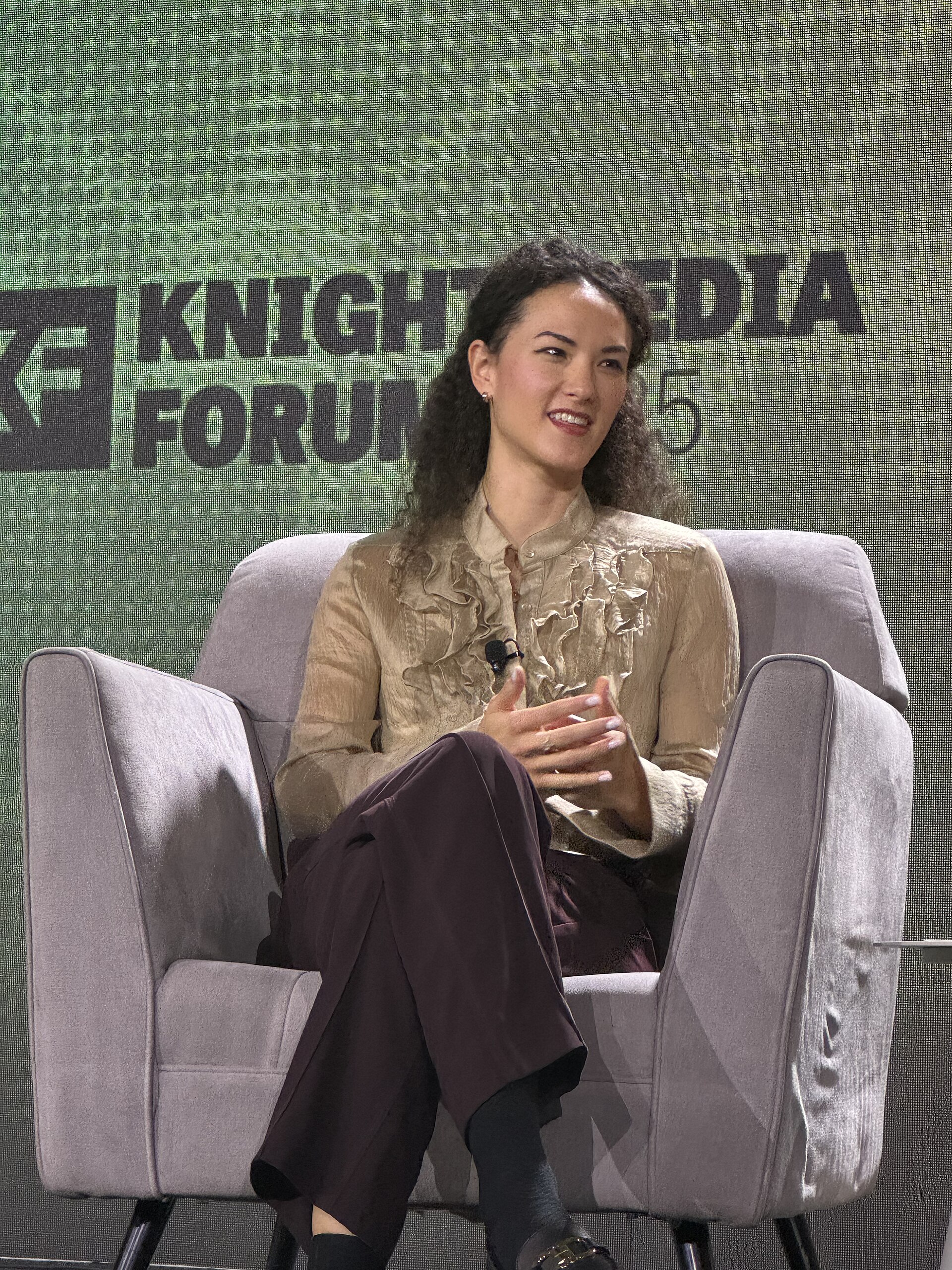 Jay Graber, CEO at Bluesky, speaking at the 2025 Knight Media Forum in Miami, Florida in February 2025