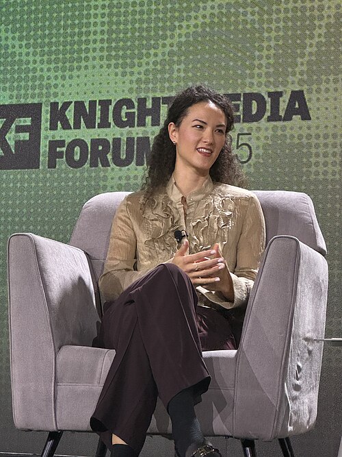 Jay Graber, CEO at Bluesky, speaking at the 2025 Knight Media Forum in Miami, Florida in February 2025