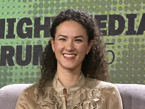 Jay Graber, CEO at Bluesky, speaking at the 2025 Knight Media Forum in Miami, Florida in February 2025