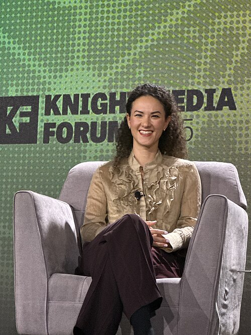 Jay Graber, CEO at Bluesky, speaking at the 2025 Knight Media Forum in Miami, Florida in February 2025