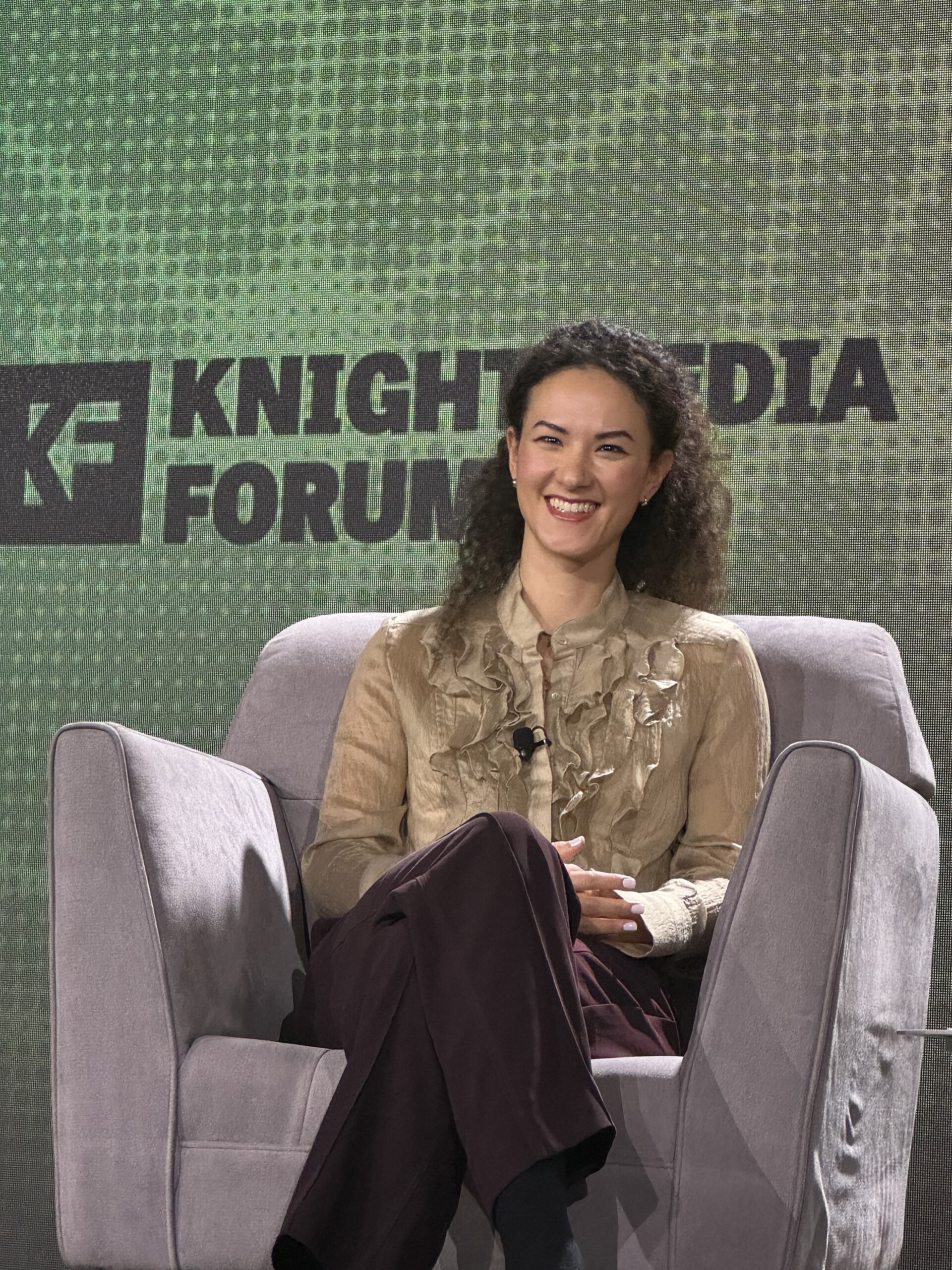 Jay Graber, CEO at Bluesky, speaking at the 2025 Knight Media Forum in Miami, Florida in February 2025