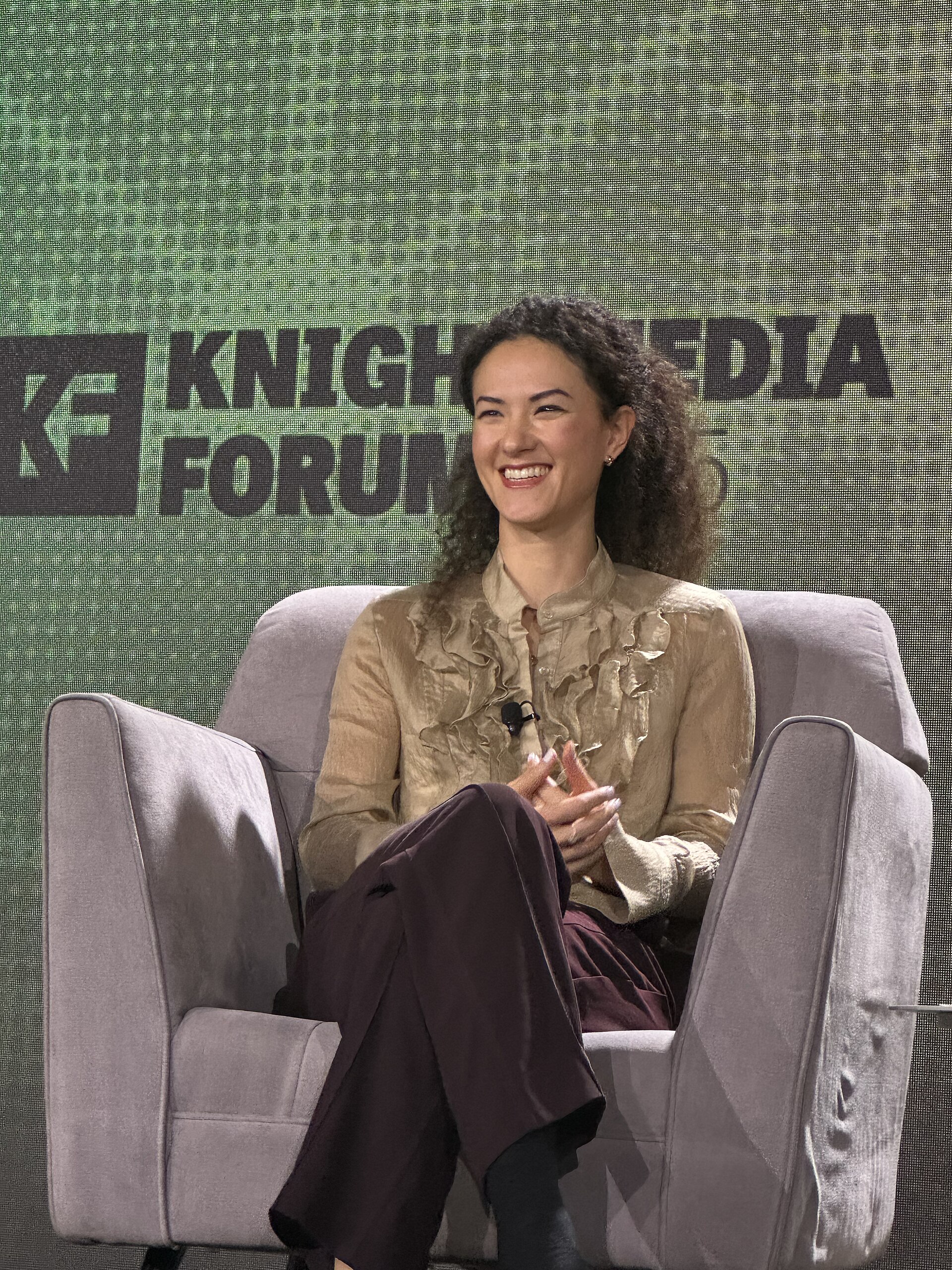 Jay Graber, CEO at Bluesky, speaking at the 2025 Knight Media Forum in Miami, Florida in February 2025