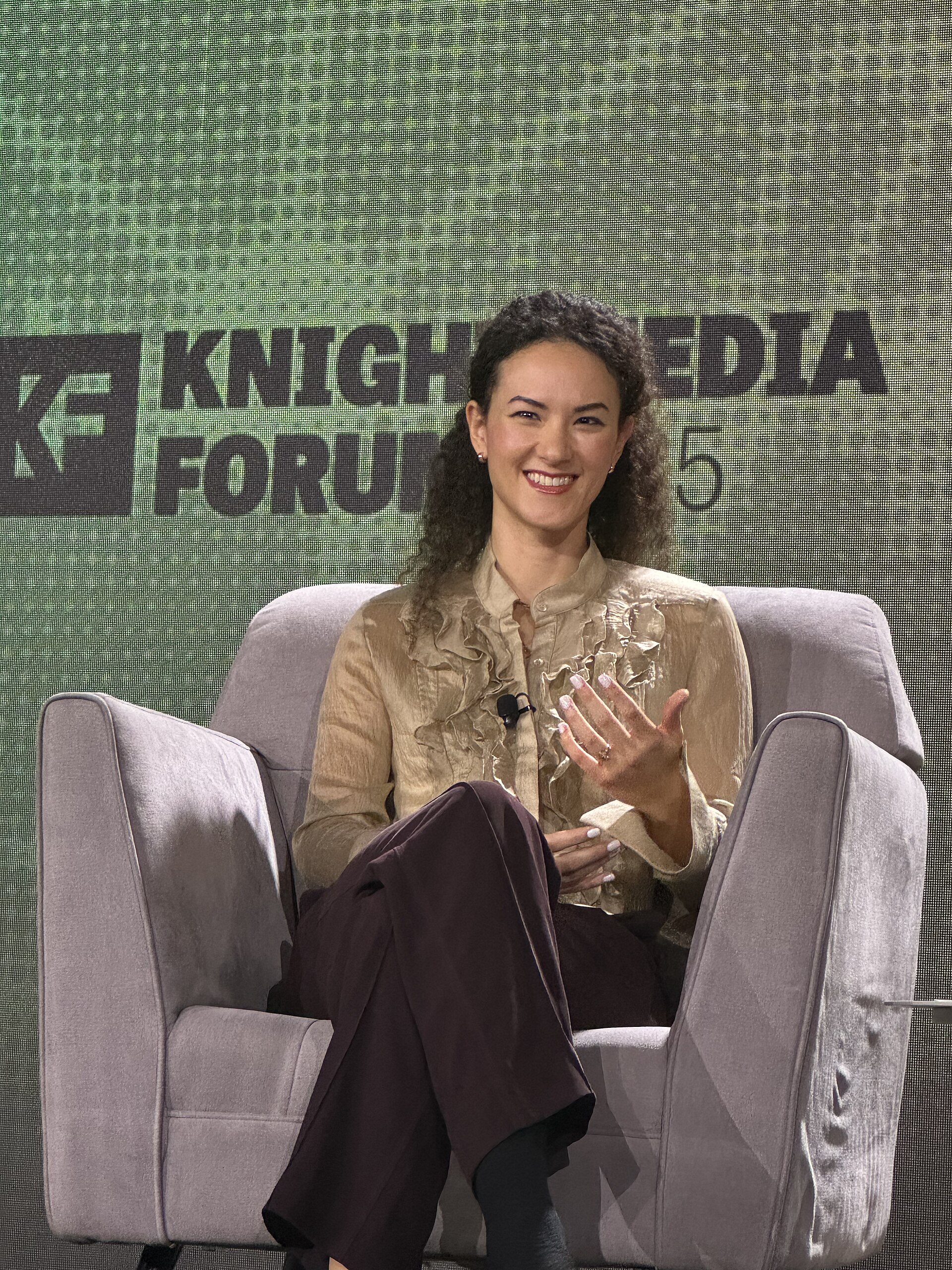 Jay Graber, CEO at Bluesky, speaking at the 2025 Knight Media Forum in Miami, Florida in February 2025