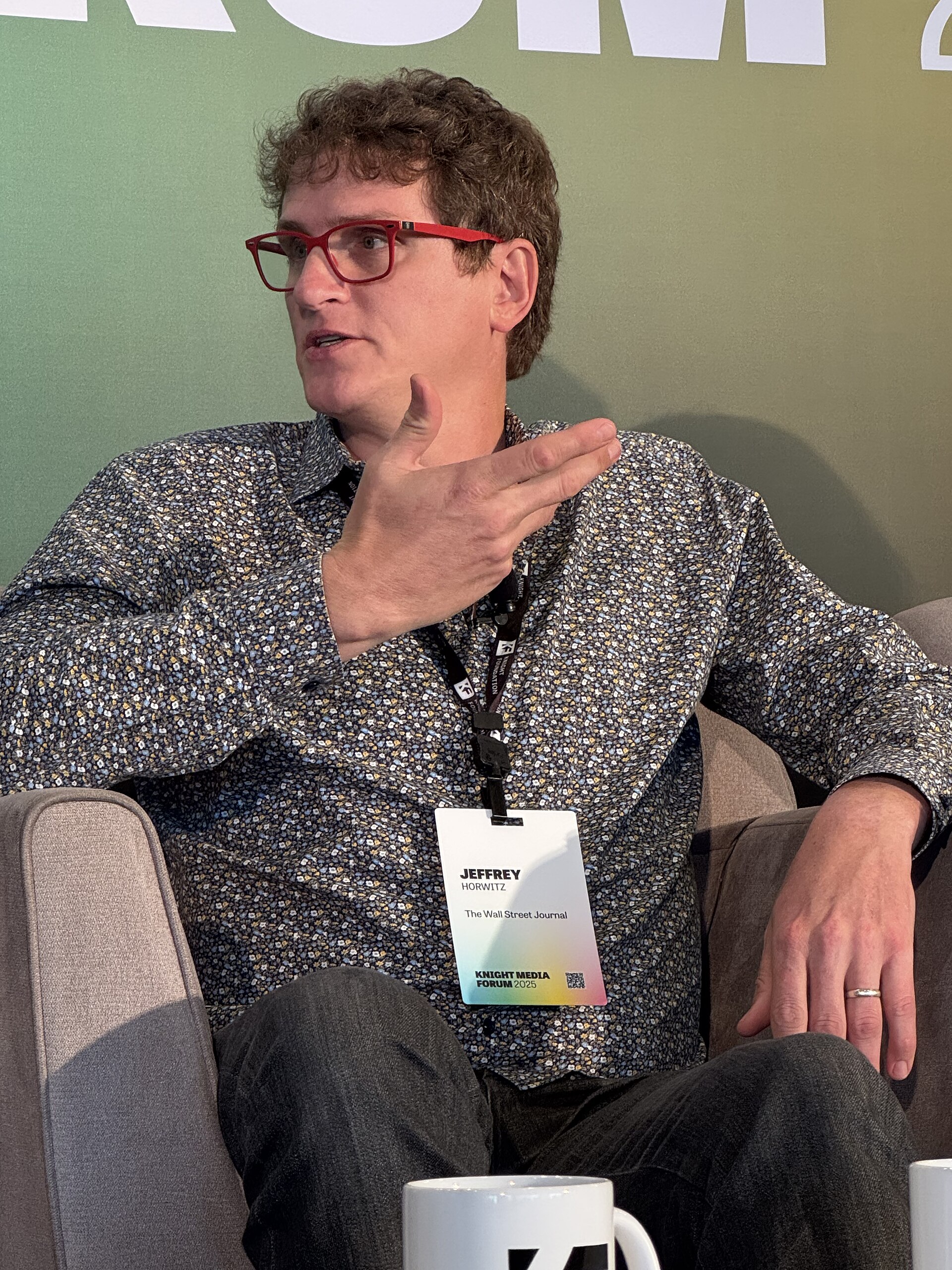 Jeff Horwitz, Technology Reporter at Wall Street Journal, speaking at the 2025 Knight Media Forum in Miami, Florida in February 2025