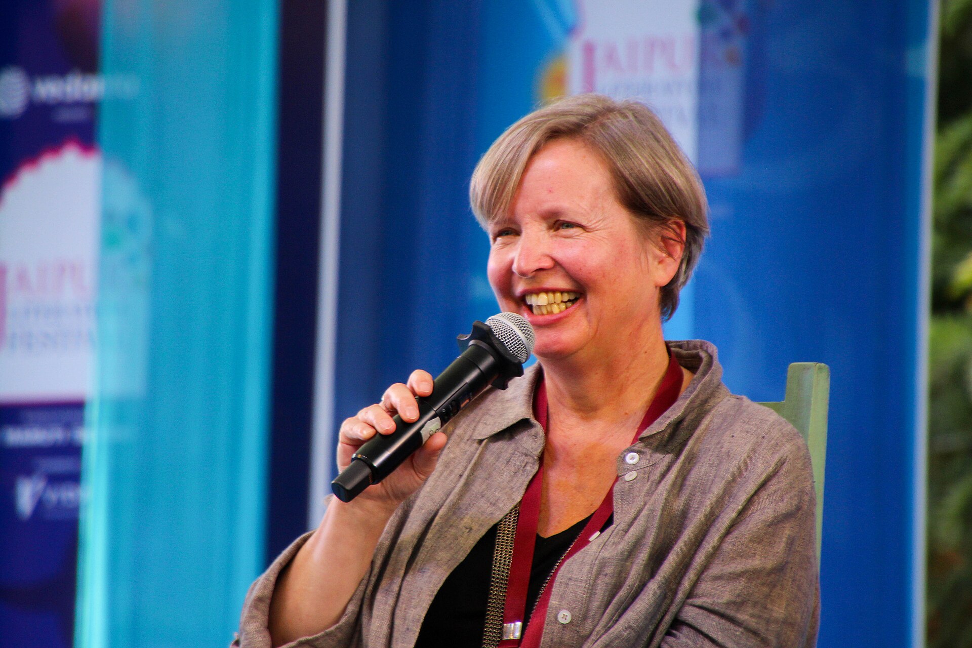 Jenny Erpenbeck, writer, at the 2025 Jaipur Literature Festival in Jaipur, India.