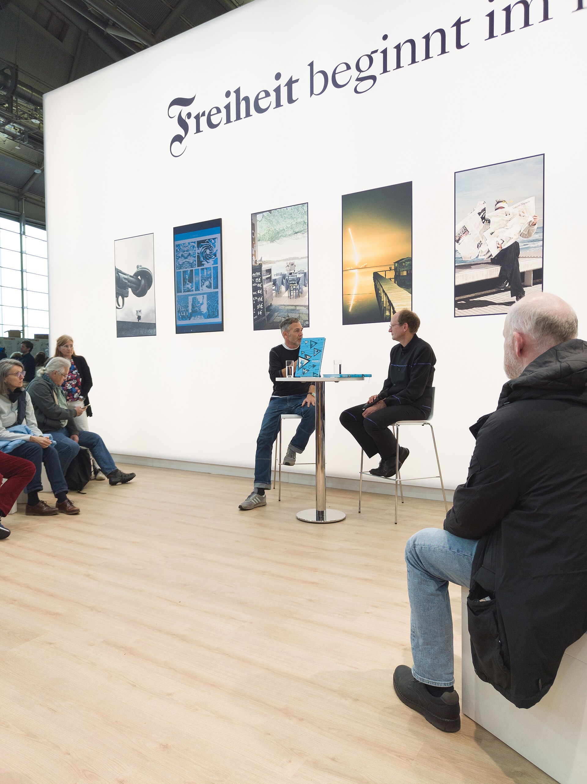 Jens Harder and Andreas Platthaus at FAZ booth during Frankfurt Book Fair 2025