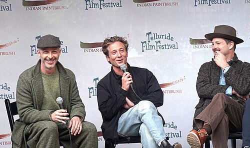 JActors Jeremy Strong and Jeremy Allen White, along with director Scott Cooper speaking on a panel for the movie Springsteen: Deliver Me from Nowhere during the 2025 Telluride Film Festival