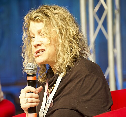 Jesselyn Radack, who heads the Whistleblower and Source Protection Program (WHISPeR) at ExposeFacts,  at the International Journalism Festival 2024 in Perugia, Italy  speaking on a panel called “Impact of leak prosecutions on the free press”