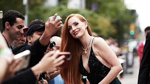 Jessica Chastain greets fans during Toronto International Film Festival 2023