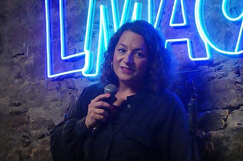 Jessica Fostekew, comedian, performing at Monkey Barrel during the 2025 Edinburgh Fringe Festival