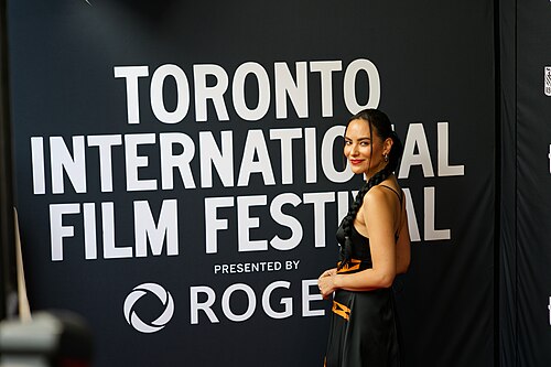 Jessica Matten at the 2024 Toronto International Film Festival (TIFF) for the movie Rez Ball.