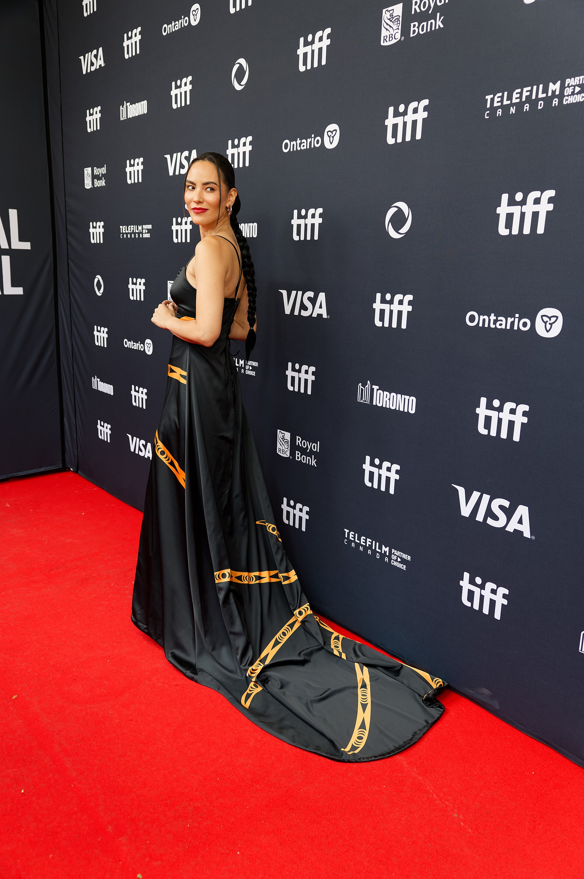 Jessica Matten at the 2024 Toronto International Film Festival (TIFF) for the movie Rez Ball.