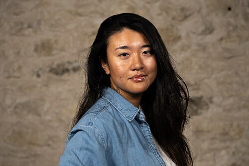 Jing Niu, Director, at the WikiPortraits studio at the 2025 SXSW Festival.