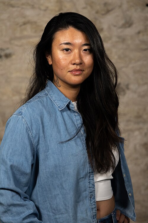 Jing Niu, Director, at the WikiPortraits studio at the 2025 SXSW Festival.