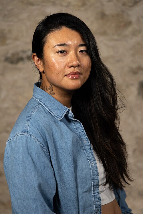 Jing Niu, Director, at the WikiPortraits studio at the 2025 SXSW Festival.