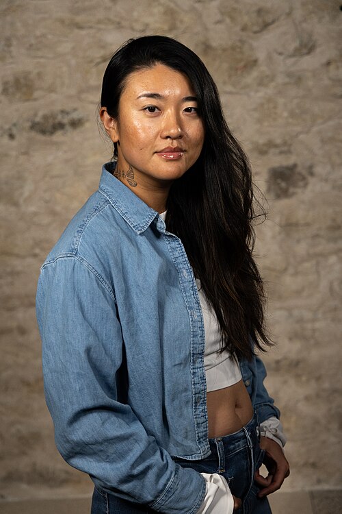 Jing Niu, Director, at the WikiPortraits studio at the 2025 SXSW Festival.
