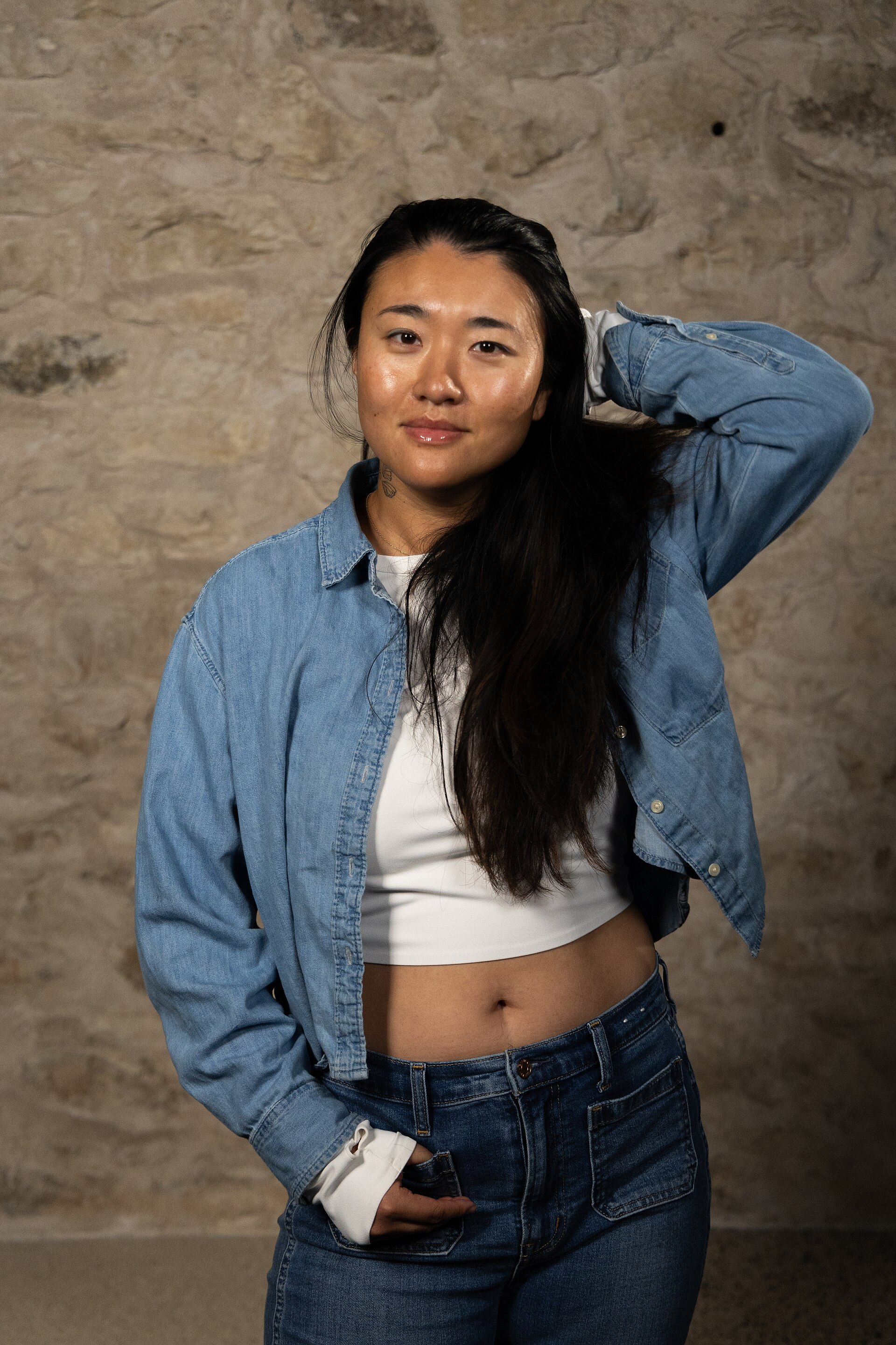 Jing Niu, Director, at the WikiPortraits studio at the 2025 SXSW Festival.