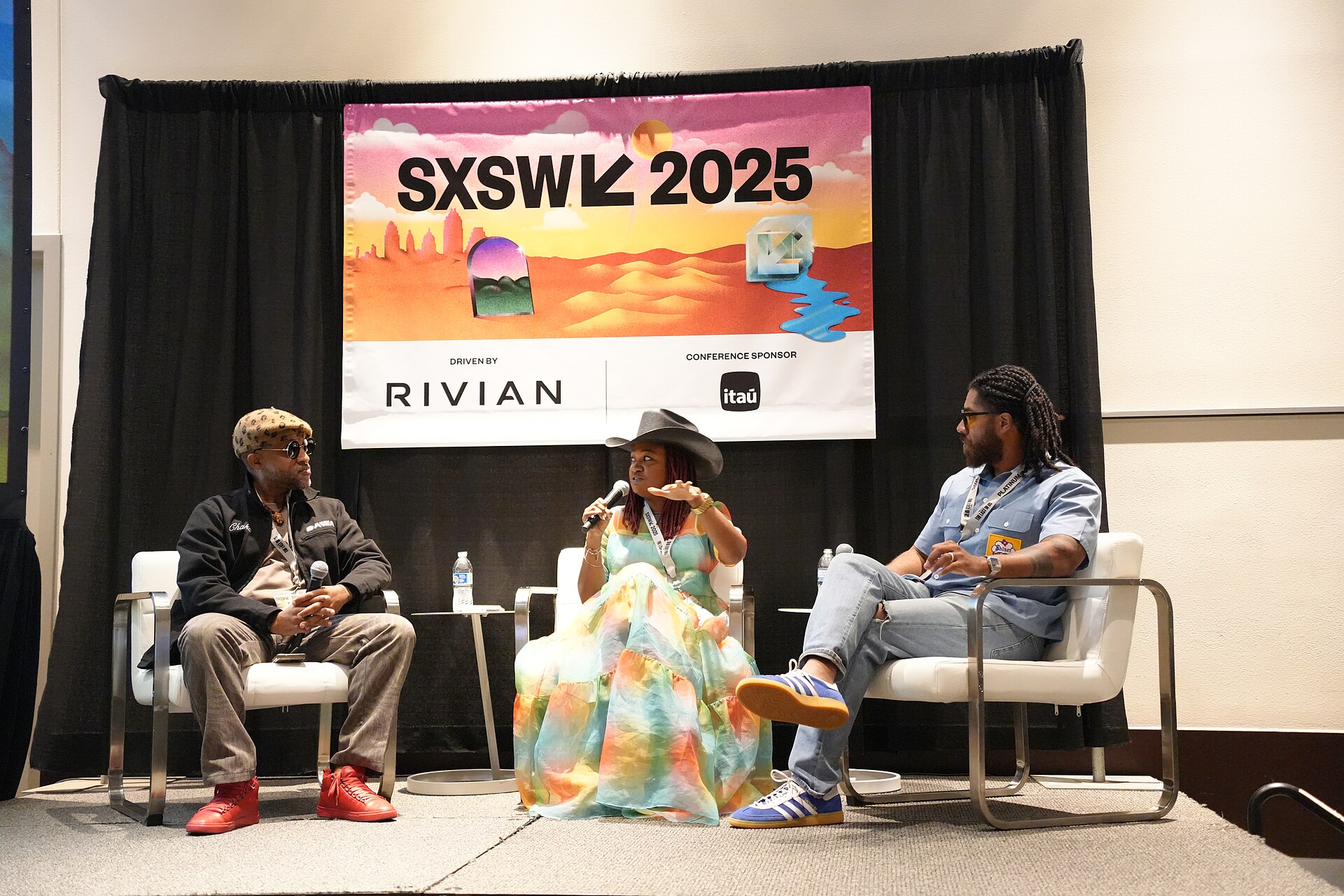 Jonathan 'Chaka' Mahone, Malina Simon Bacon, Alan Bacon (l-r), panel at SXSW 2025 in Austin, Texas. Creatives in Command: Driving Social Change and Economic Empowerment.