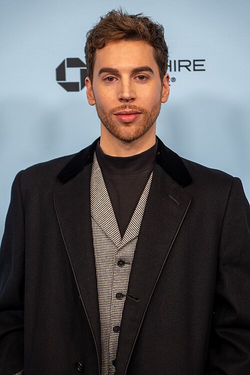 Jordan Gavaris, actor, at the 2025 Sundance Film Festival for Touch Me